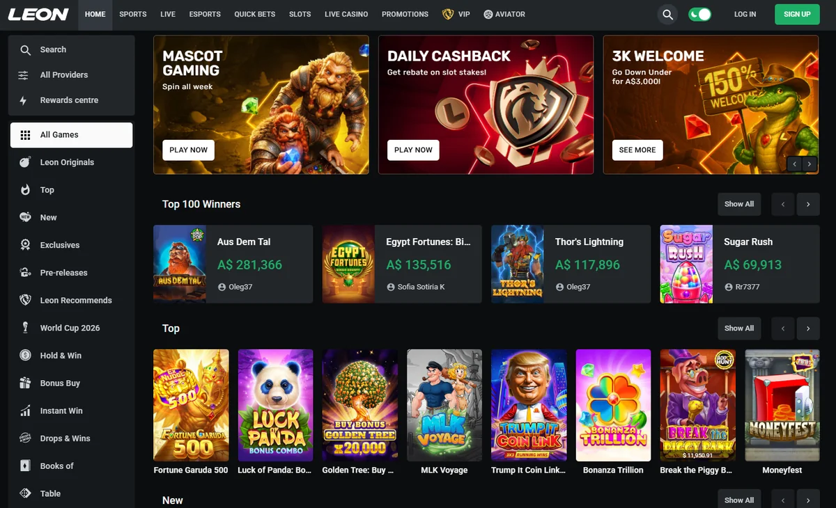 LEON Bet Australia Pokies and Table Games
